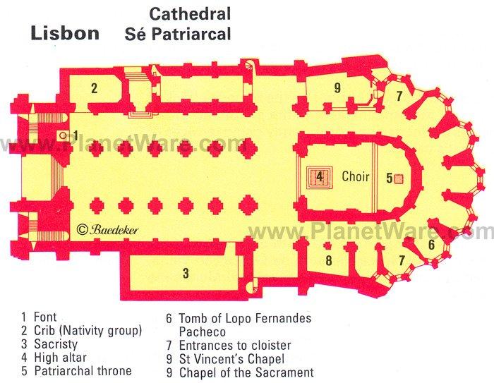 Karte der Kathedrale von Lissabon (Historisch)