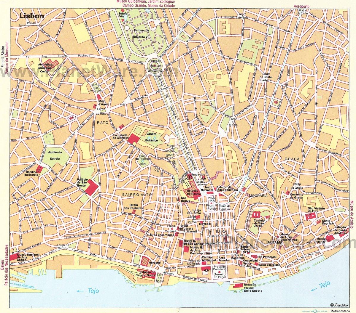 Lissabon Karte - Touristenattraktionen