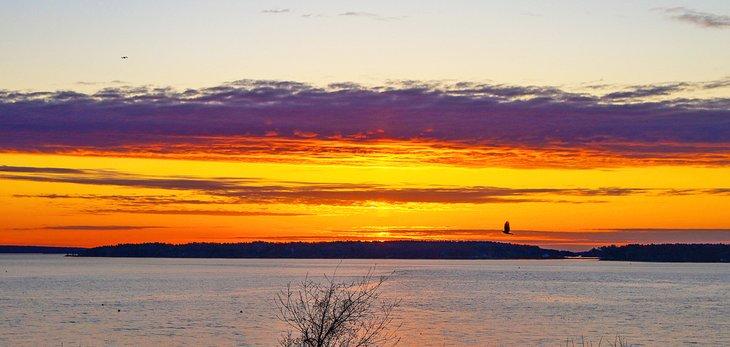 Amanecer en la Playa East End, Portland, ME