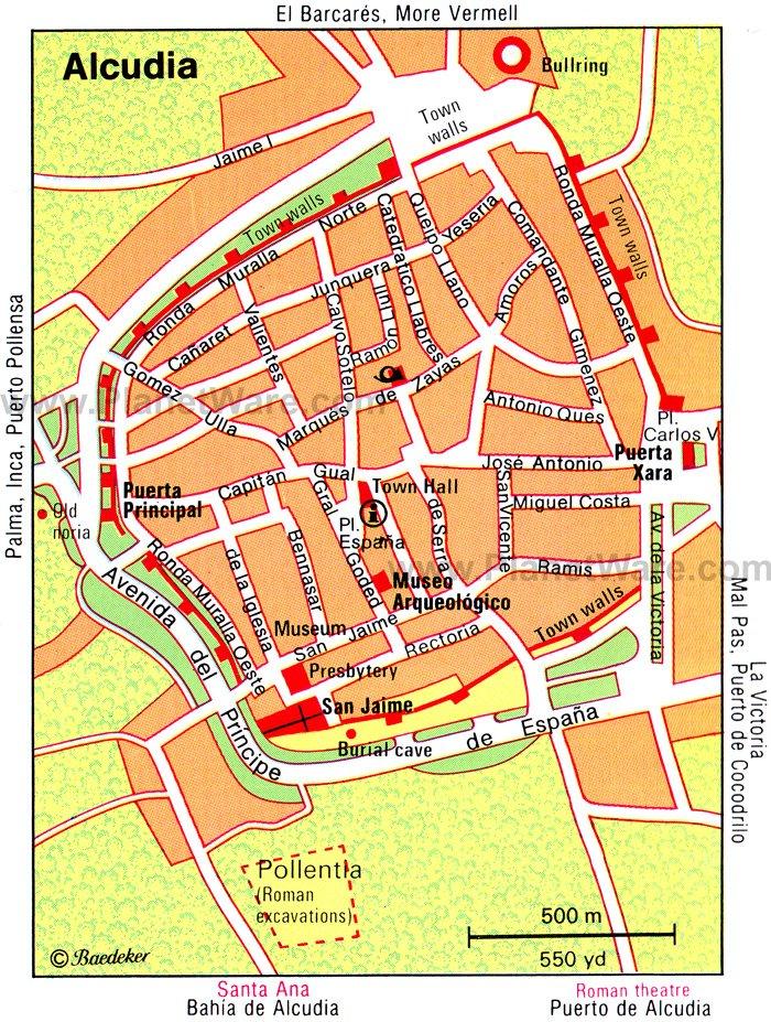 Mapa de Alcúdia - Atracciones Turísticas