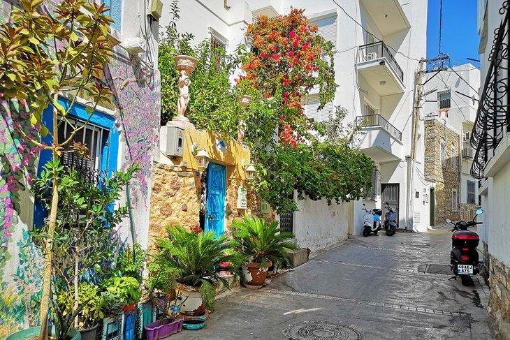 Calle colorida en el casco antiguo de Bodrum