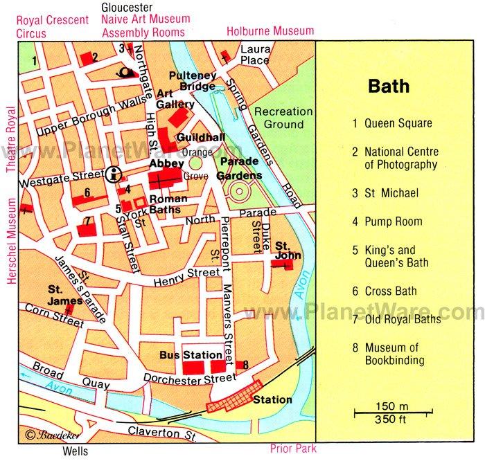 Mapa de Bath - Atracciones Turísticas