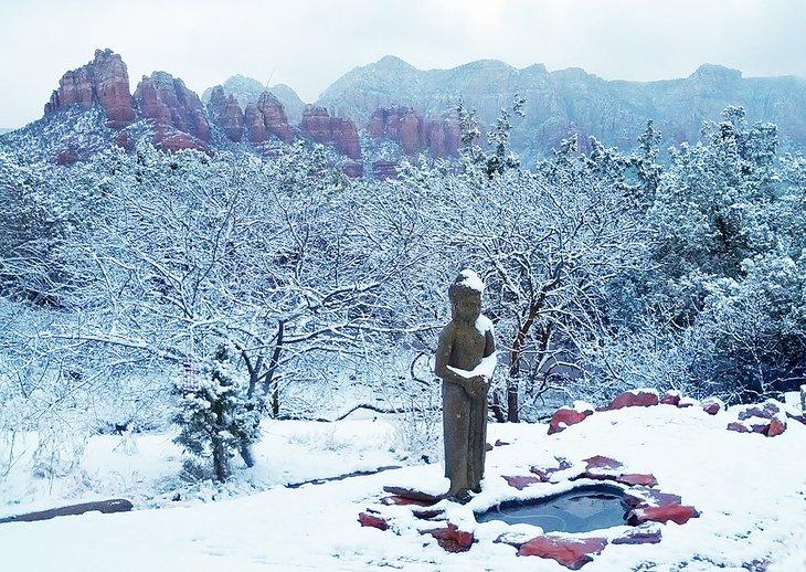 Paisaje nevado en Sedona