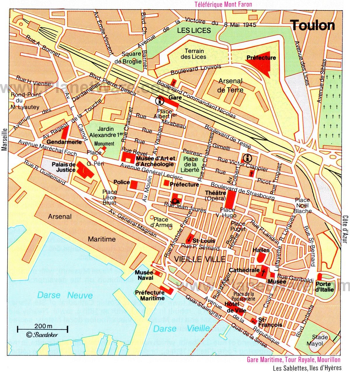 Mapa de Toulon - Atracciones Turísticas