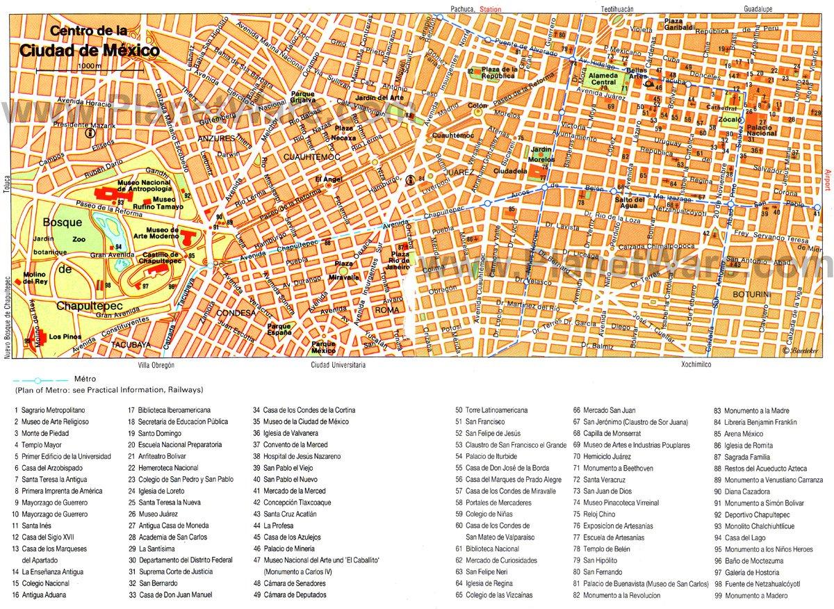 Mapa de Ciudad de México - Atracciones Turísticas