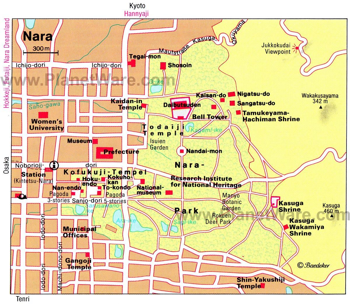 Mapa de Nara - Atracciones Turísticas