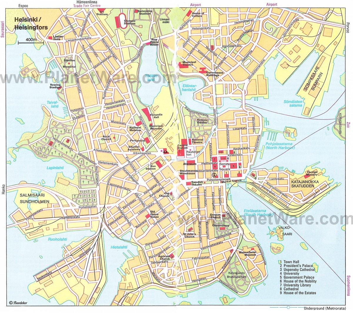 Helsinki-Karte -Touristenattraktionen