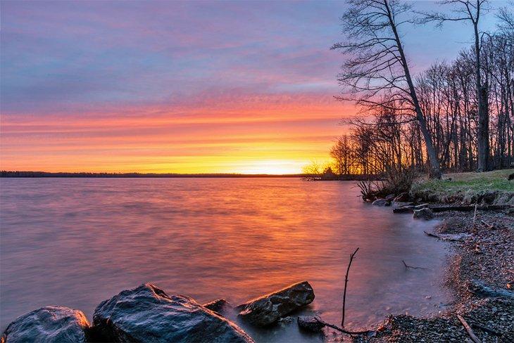 Atardecer invernal sobre el Lago Pymatuning