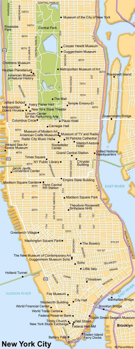 Mapa de Nueva York - Atracciones Turísticas
