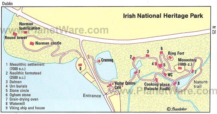 Mapa del Parque Nacional de Patrimonio Irlandés