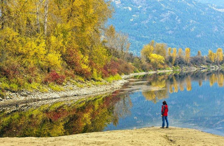 Río Kootenai, cerca de Bonners Ferry, en el otoño