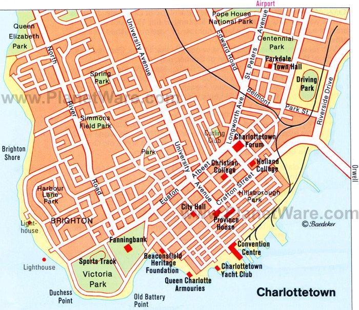 Charlottetown Karte - Touristenattraktionen