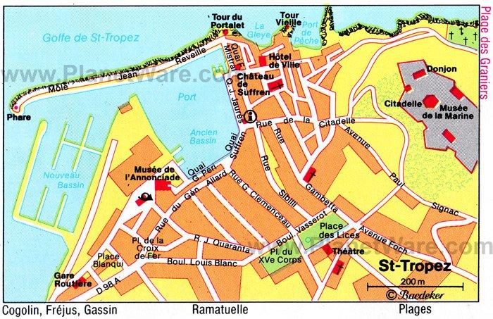 Mapa de Saint Tropez - Atracciones turísticas