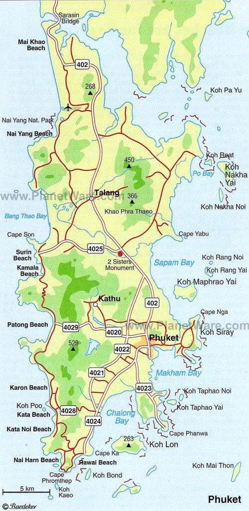 Mapa de Phuket - Atracciones Turísticas