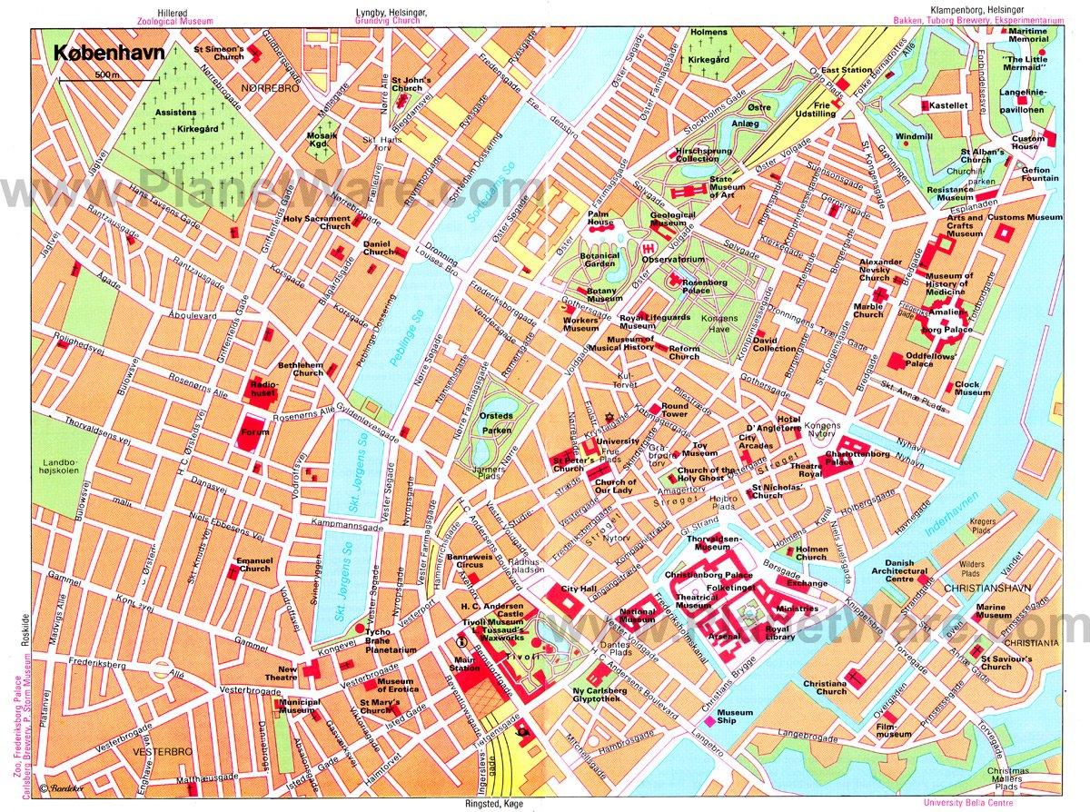 Mapa de Copenhague - Atracciones Turísticas
