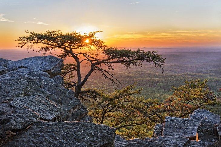 Vistas desde Cheaha Overlook al atardecer
