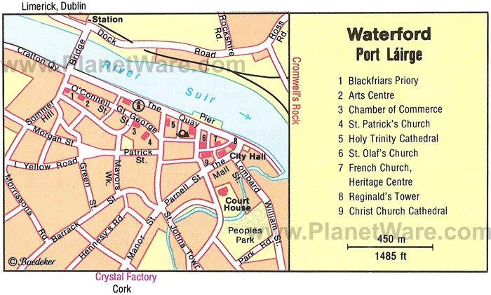 Mapa de Waterford - Atracciones Turísticas