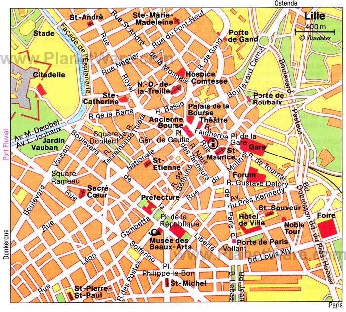 Lille Karte - Touristische Attraktionen