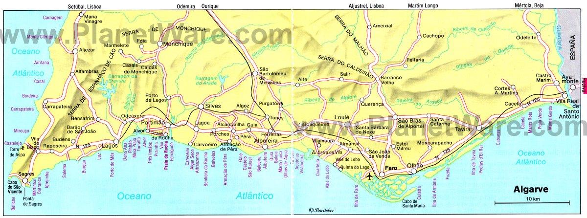 Algarve-Karte - Touristenattraktionen