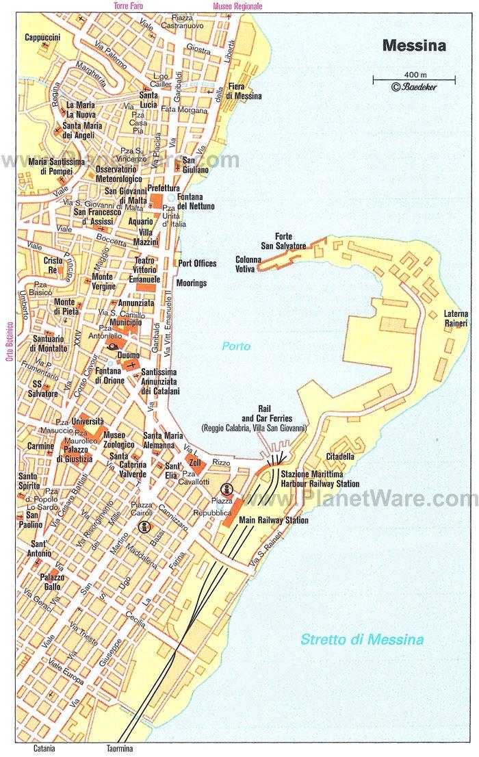 Mapa de Messina - Atracciones Turísticas