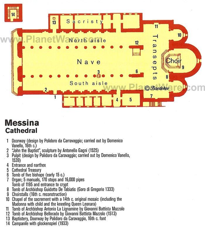 Catedral de Messina - Mapa de planta