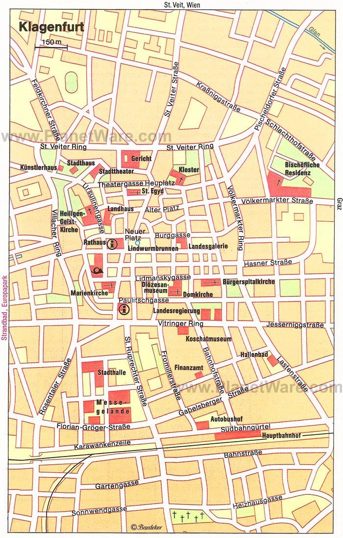 Mapa de Klagenfurt - Atracciones Turísticas