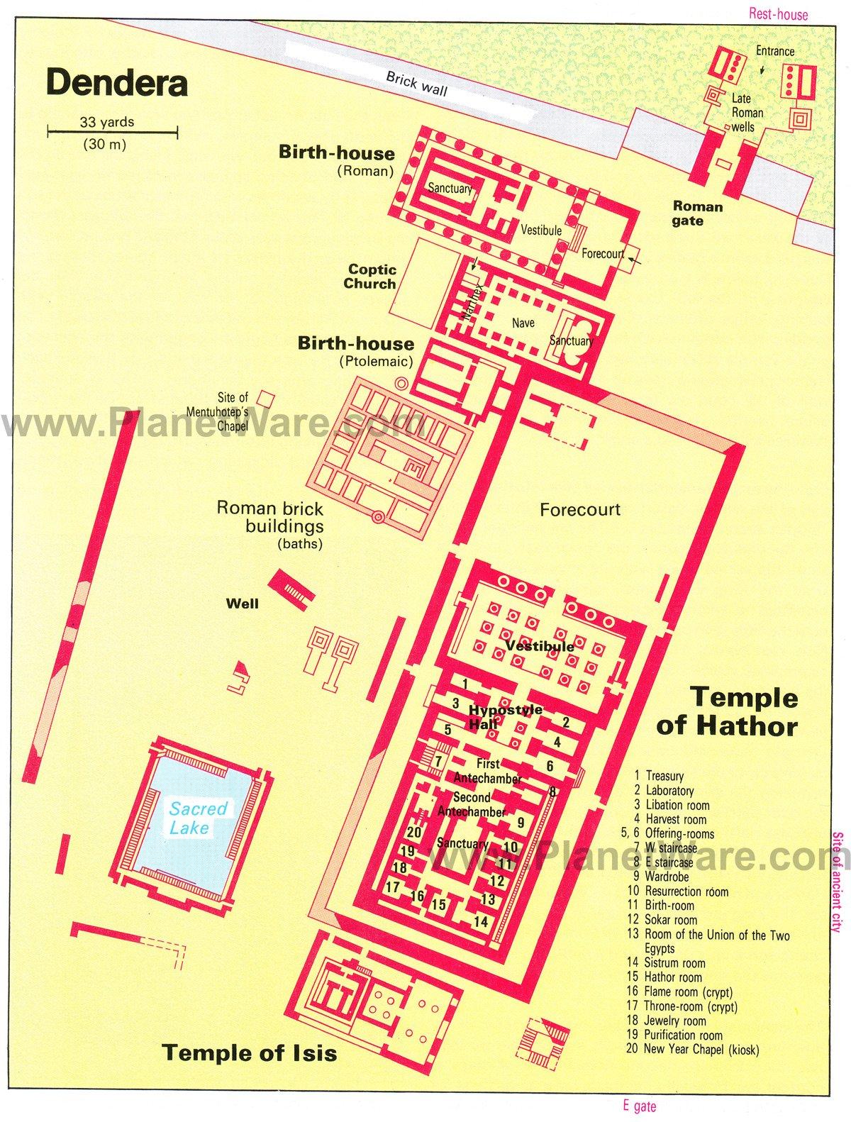 Dendera - Templo de Hathor - Plano del templo