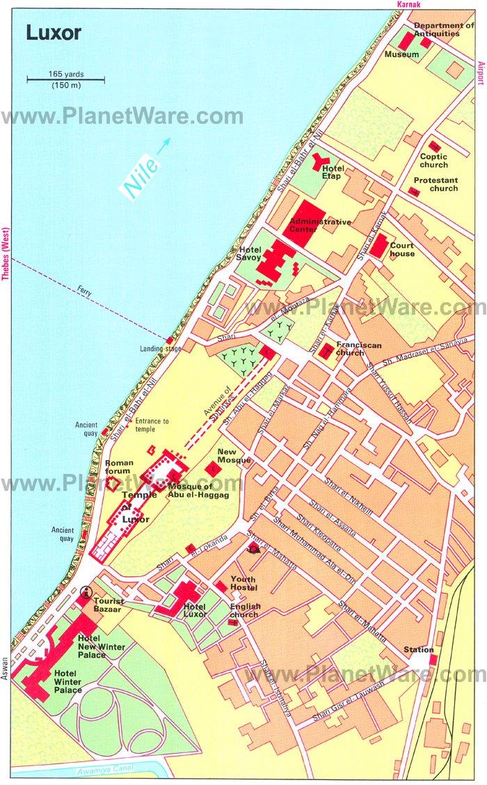 Mapa de Luxor - Atracciones turísticas