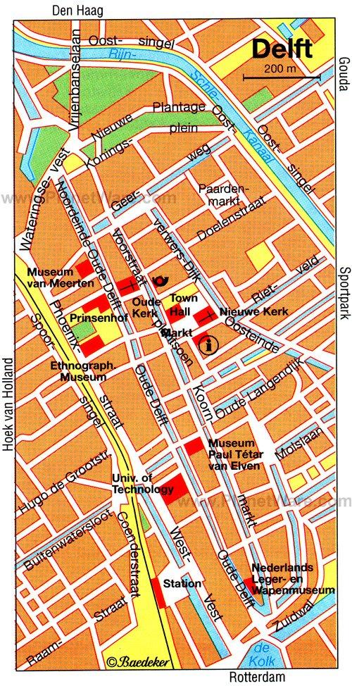 Mapa de Delft - Atracciones Turísticas