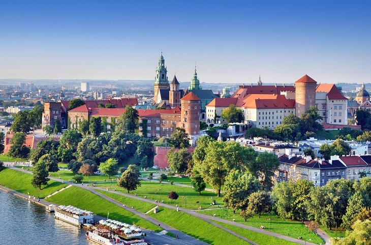 Vista sobre Cracovia y el Castillo de Wawel
