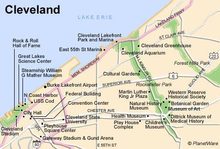 Cleveland Karte - Touristenattraktionen
