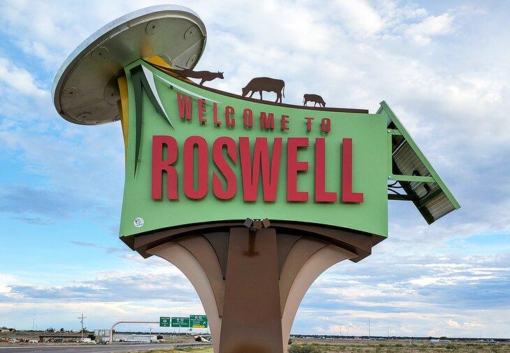 Willkommen in Roswell-Schild