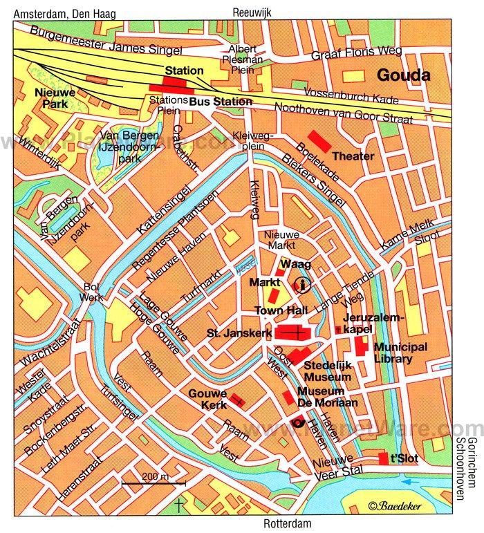 Carte de Gouda - Attractions (Historiques)