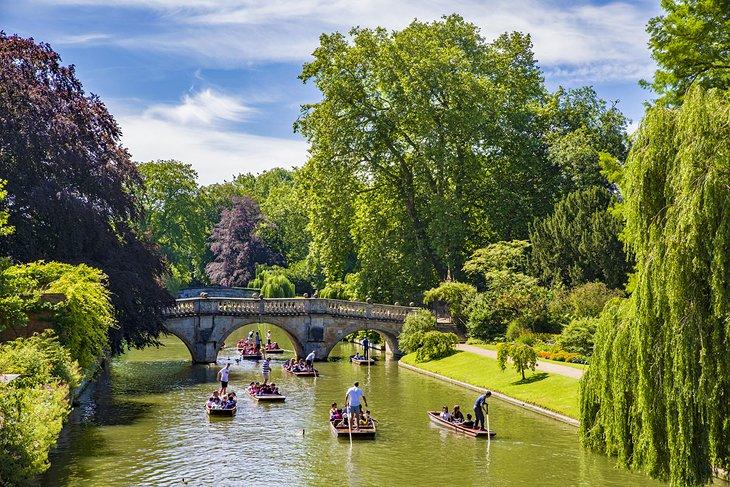Punts auf dem Fluss Cam in Cambridge