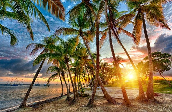 Coucher de soleil à la plage d'Anse Champagne