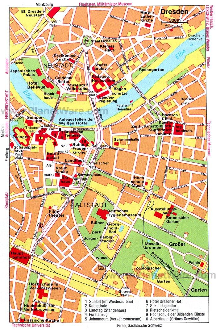 Mapa de Dresde - Atracciones Turísticas