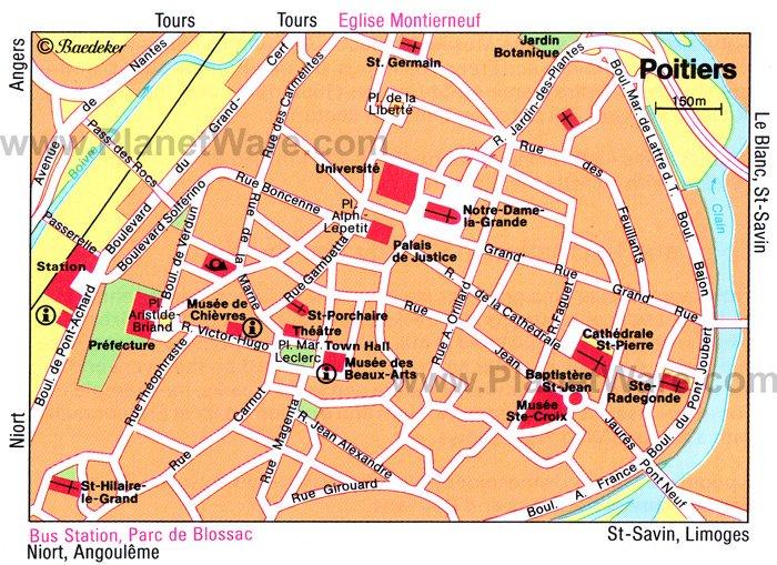 Mapa de Poitiers - Atracciones Turísticas