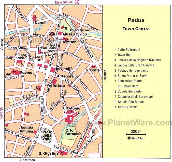 Mapa de Padua - Atracciones Turísticas
