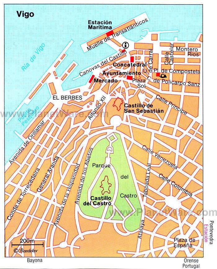 Mapa de Vigo - Atracciones turísticas