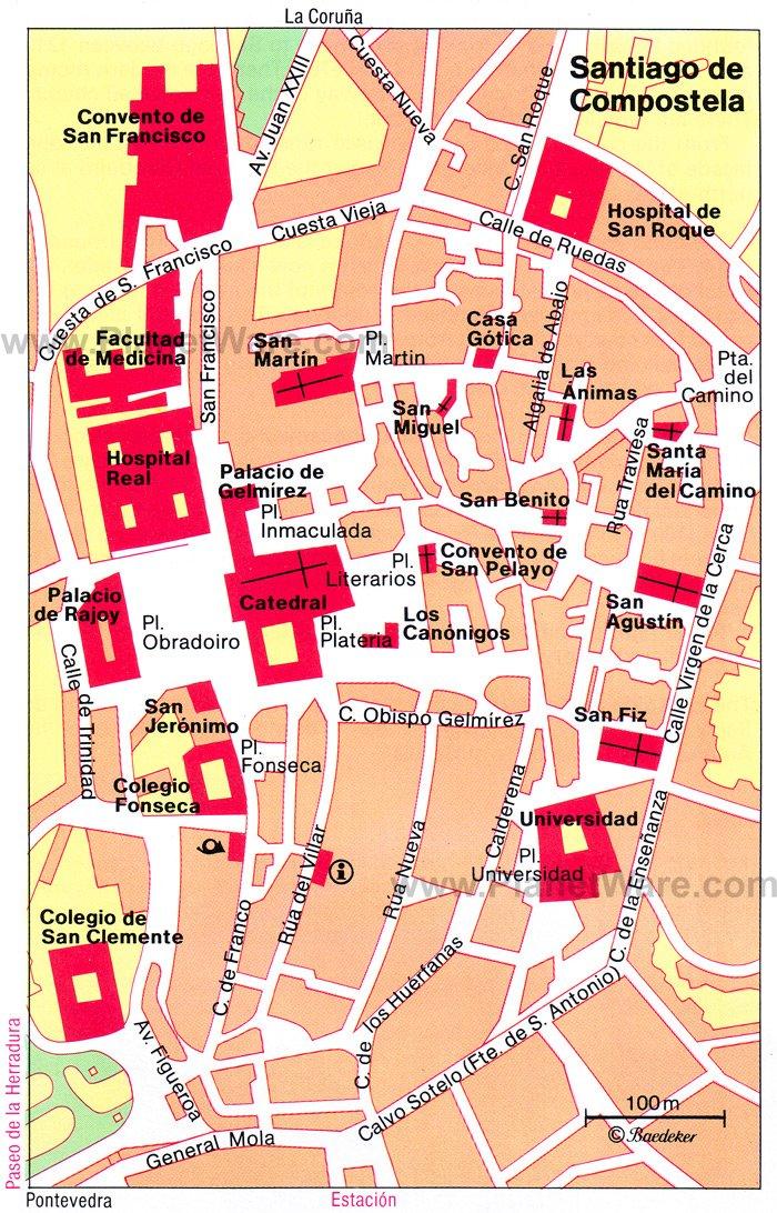 Mapa de Santiago de Compostela - Atracciones turísticas