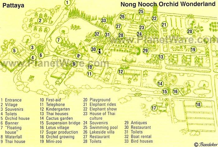 Nong Nooch Orchid Wonderland, Pattaya, Chonburi - Layout-Karte
