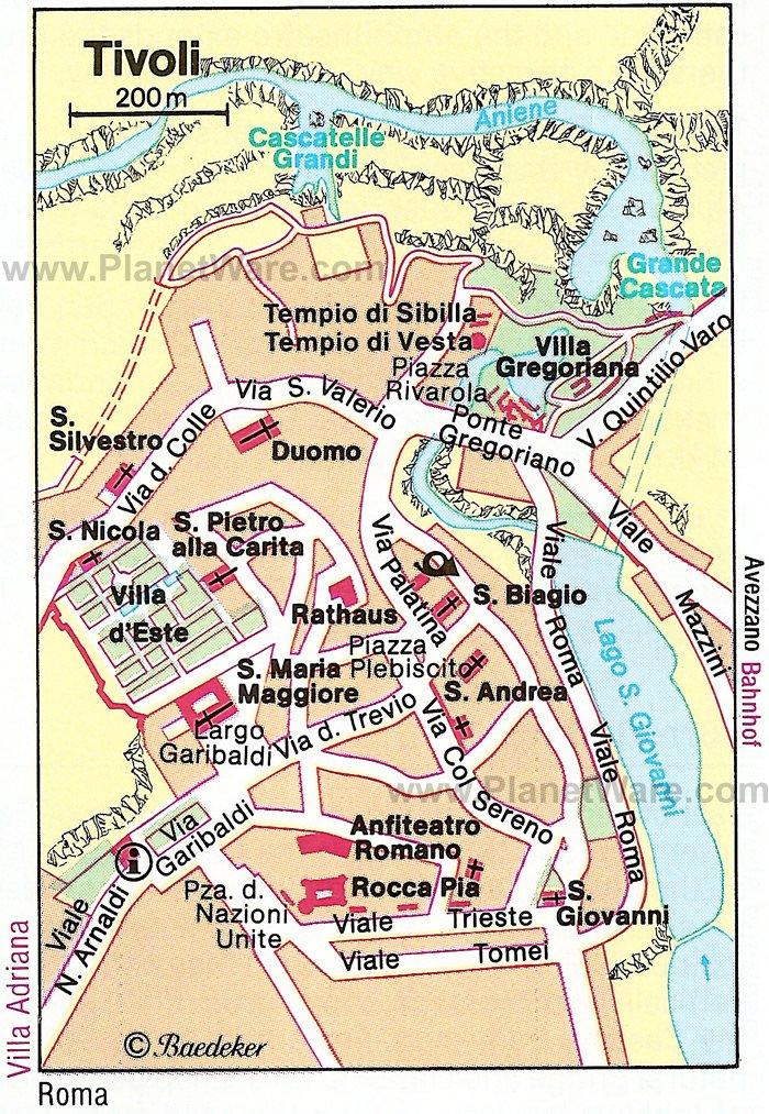 Mapa de Tivoli - Atracciones Turísticas