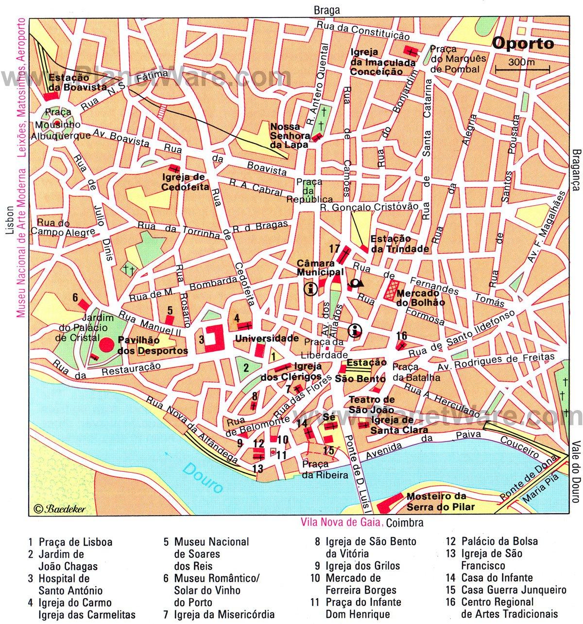Mapa de Oporto - Atracciones Turísticas