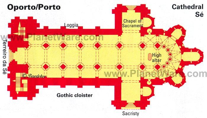 Catedral de Oporto - Mapa de planta