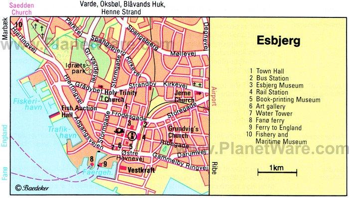 Mapa de Esbjerg - Atracciones