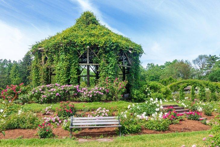 El exuberante gazebo en Elizabeth Park es un lugar perfecto para relajarse.