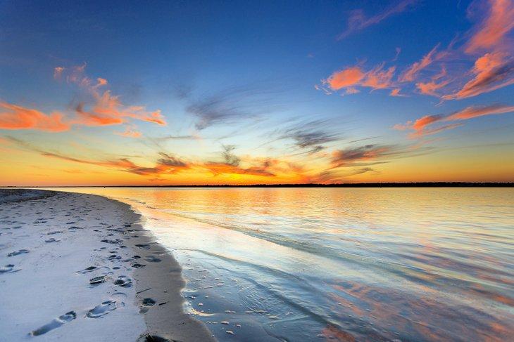 Playa Wrightsville al atardecer