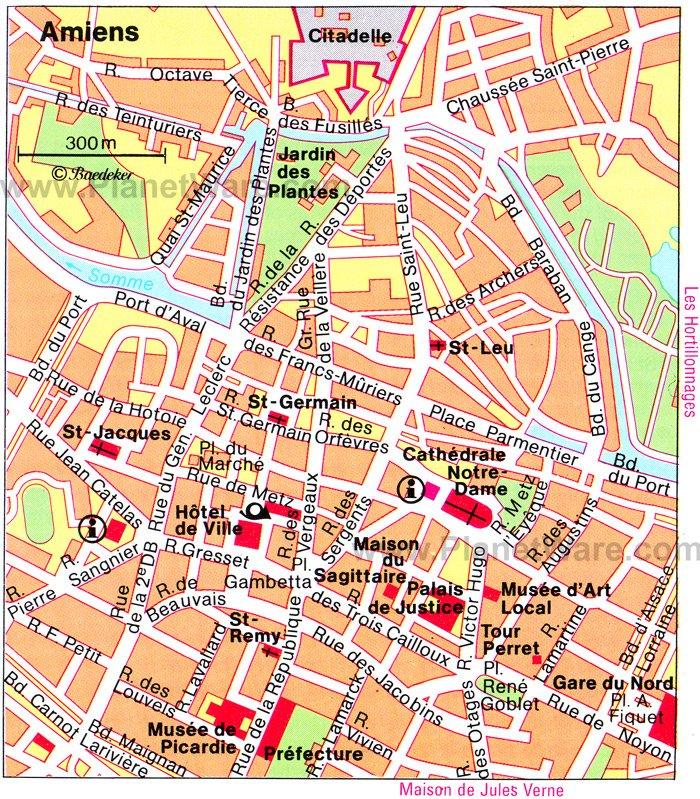 Karte von Amiens - Touristische Attraktionen