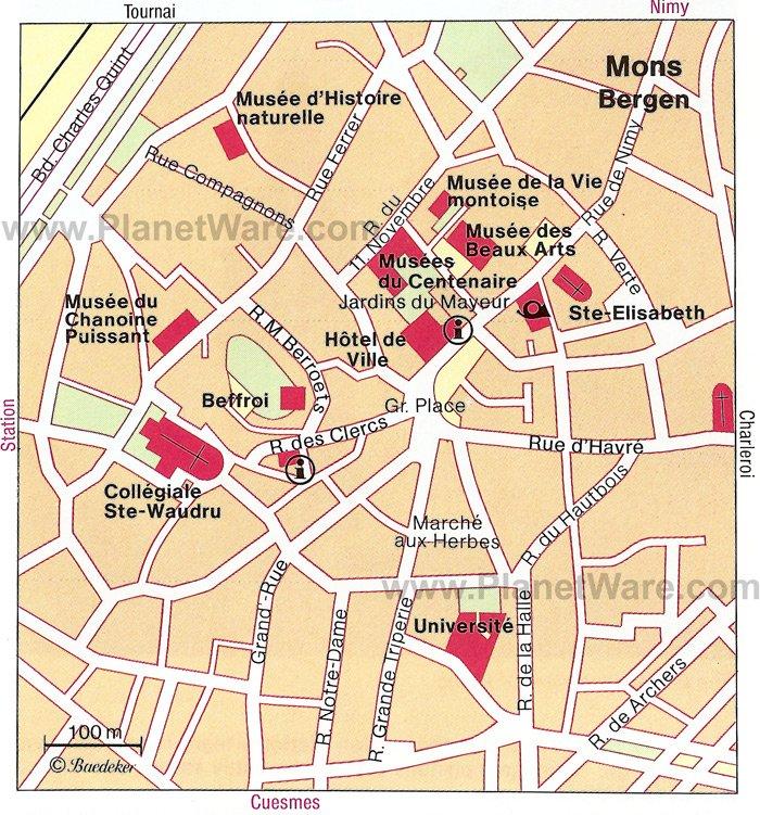 Karte von Mons - Sehenswürdigkeiten