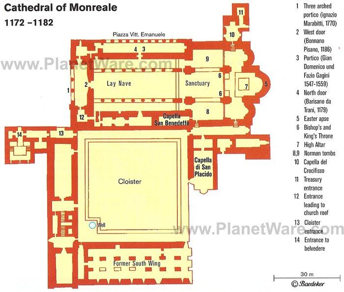 Mapa de la Catedral de Monreale - Mapa de planta